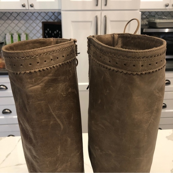 Fabianelli Womens Brown Leather Knee High Boots US Size 5.5 Italy Lace Up Retro - Picture 8 of 13